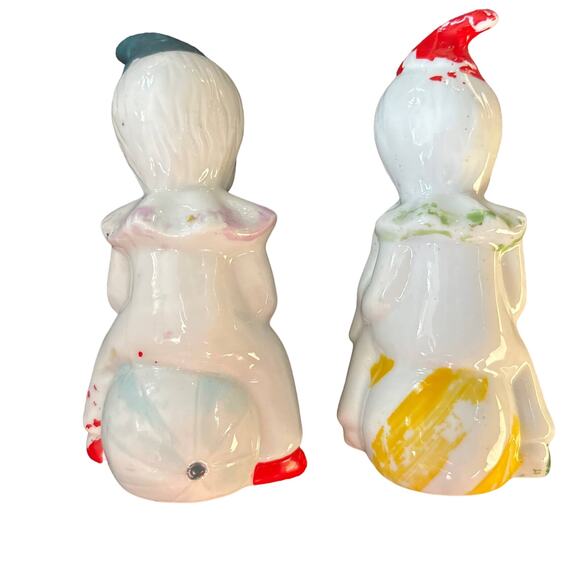 Lot of 2 Vintage Miniature Circus Clown Figurines Music Nanco Ceramic White Red - Picture 3 of 5